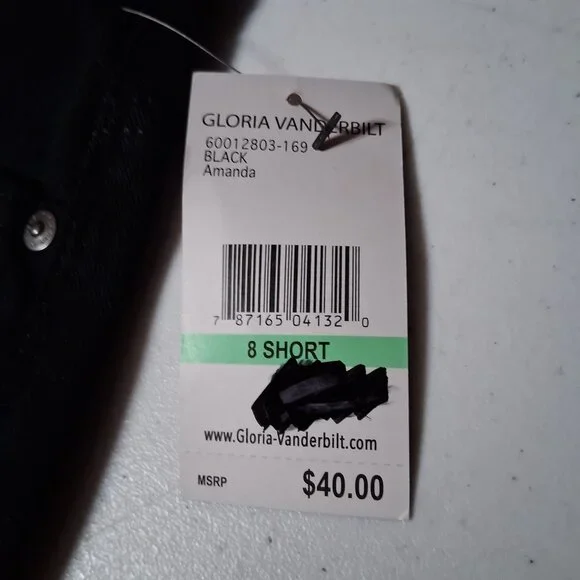 Gloria Vanderbilt Amanda Jeans 8 Short Black Stretch Tapered Leg New - Picture 4 of 11